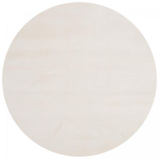 Tapis Cuisine Ø120cm Lyn10 Lavable Crème Uni, Tapis Shaggy à Longs Poils