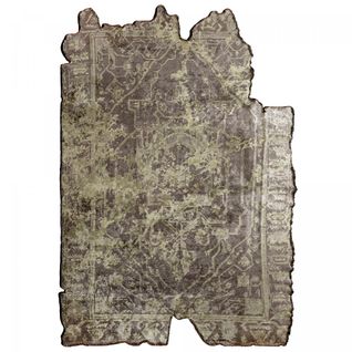 Tapis Salon Kilim En Coton, 200 X 250 Cm, Forme Originale, Vert Et Gris