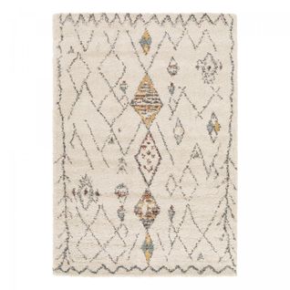 Tapis Shaggy 120x170 Rectangle Tissé Crème Et Beige Motif Berbère Aurora 1