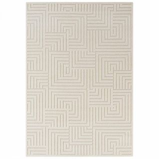 Tapis Chambre 80 X 150 Cm Beige, Blanc, Motif Géométrique, Manipu Élégant