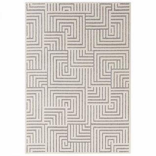 Tapis Chambre 80 X 150 Cm Beige Et Gris, Motif Géométrique, Manipu, Pliable