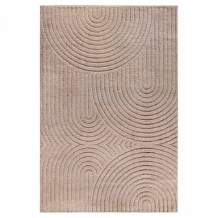 Tapis Salon 80 X 120 Cm, Motif Géométrique, Beige, Marron, Structure Relief Tissée, Panglao