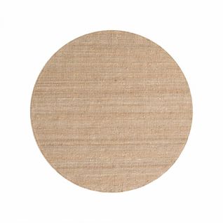 Tapis Rond 200 X 200-cm, Jute Naturelle Tissé à La Main, Forme Rond, Uni Beige, Jute J