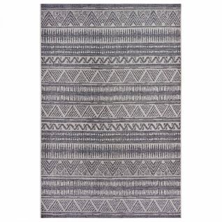 Tapis Exterieur 76 X 150 Cm Beige Gris Ethnique Kilim, Loto, Idéal Terrasse, Entretien Facile