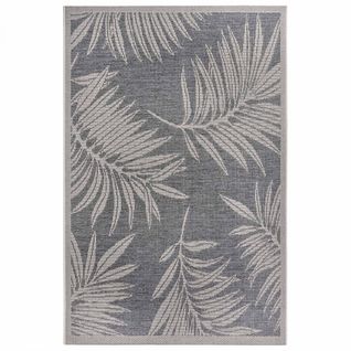 Tapis Exterieur 76 X 150 Cm, Gris Et Beige, Kilim Nature Floral, Paru Authentique