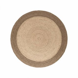 Tapis Rond 100 X 100-cm, Beige, Marron, Forme Ronde Chaleureuse, Jute Tissé à La Main, Jute K