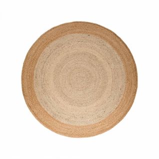 Tapis Rond 100 X 100-cm Beige, Marron, Forme Ronde, Jute Tissé Main, Structure Relief