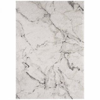 Tapis Shaggy 80 X 150 Cm, Blanc Et Gris, Motif Abstrait, Texture Moelleuse, Mayrin Chaleureux