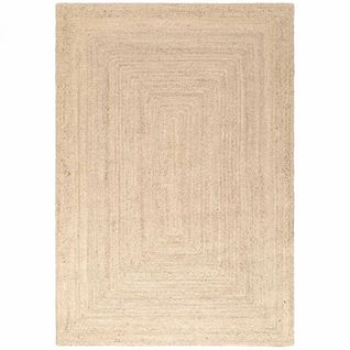 Tapis Salon 200 X 300 Cm, Beige, Jute Tissé à La Main, Motif Simple, Originalité Artisanale