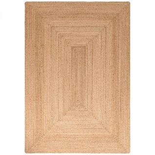 Tapis Salon 200 X 300 Cm, Jute Tissé à La Main, Motif Simple, Beige, Élégance Naturelle Jute L
