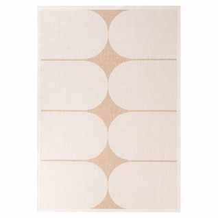 Tapis Exterieur 160 X 230 Cm, Beige Et Marron, Kilim Géométrique Authentique, Idéal Terrasse Sventi