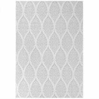 Tapis Exterieur 80 X 250 Cm Blanc Et Gris Nature Floral, Kilim Authentique, Design Original Dinav