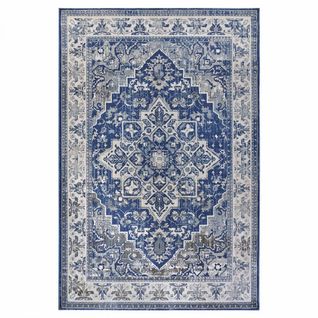 Tapis D'orient 200 X 280 Cm Bleu, Beige, Gris, Motif Oriental, Jehanne, Finition Soignée Et Confort
