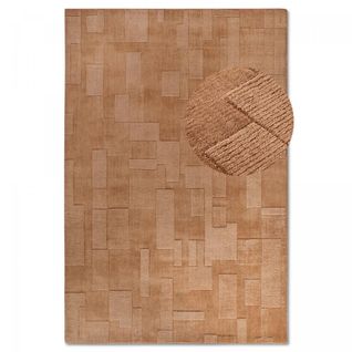 Tapis Salon 190 X 280 Cm, Marron, Beige, Laine Tissée à La Main, Design Graphique Et Authentique