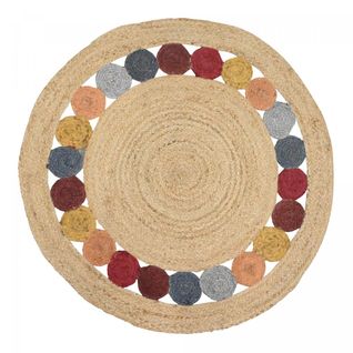 Tapis Rond Ø250cm Fait à La Main En Jute Motif Géométrique Pour Salon Ronda