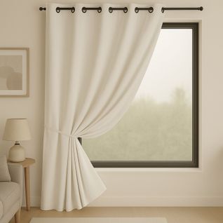 Rideau 100% Occultant Ignifugé M1 Non Feu Ecru - 140x180 Cm - Ecru