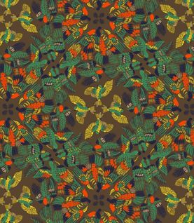 Tissu Imprimé Au Paradis Des Oiseaux - 142 Cm - Multicolore