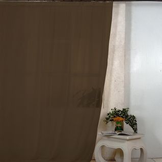 Voilage En Voile Tamisant à Galon Fronceur - 300x240 Cm - Marron Chocolat