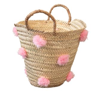 Panier De Rangement à Pompons - 30x30x40 Cm - Rose