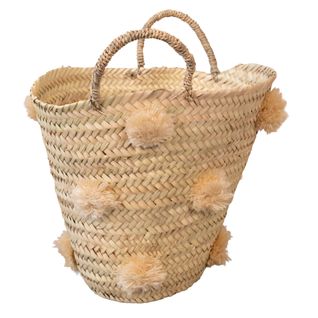 Panier De Rangement à Pompons - 30x30x40 Cm - Beige