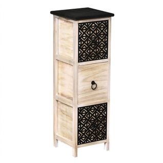 Meuble Carré 3 Tiroirs Séri Bois Noir Et Décor