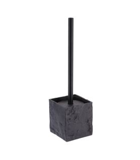 Brosse Wc Avec Support En Résine Noir Aspect Pierre Et Manche Noir Mat