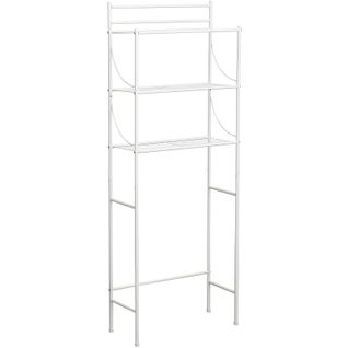 Meuble Dessus WC Avec 3 Tablettes En Métal Blanc H156 Cm