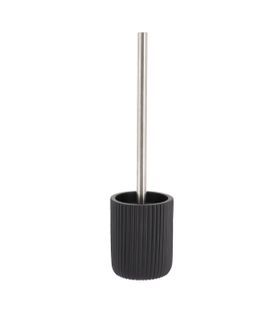 Brosse Wc Avec Support En Résine Striée Noir Mat