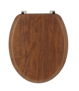 Abattant Wc En Bois Moulé Aspect Acacia Rustique Avec Kit Fixation En Acier Inoxydable