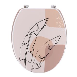 Abattant Wc En Bois Déco Pluma Rose Pastel Avec Kit Fixation En Acier Inoxydable