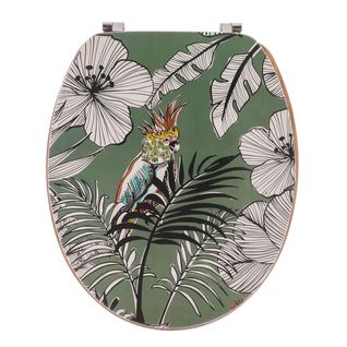 Abattant Wc En Bois Déco Jungle Fever Kaki Avec Kit Fixation En Acier Inoxydable