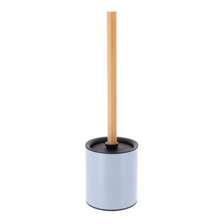 Brosse Wc Avec Support En Métal Bleu Clair Et Manche En Bambou