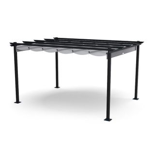 Tonnelle/pergola En Aluminium 3x4m Toile Coulissante Rétractable - Gris - Havana