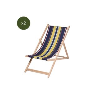 Lot De 2 Chiliennes Pliantes Règlables - 100 % Coton - Bois Hêtre - Multicolore - Mimbaste
