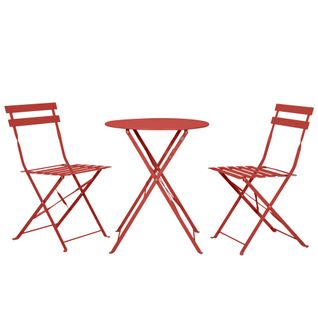 Table Et Chaises Pliantes Bistrot Balcon Terrasse- 2 Places - Corail - Flore