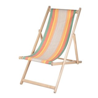 Lot De 2 Chiliennes Pliantes Règlables - 100% Acrylique - Bois Hêtre - Orange/bleu - Canaries