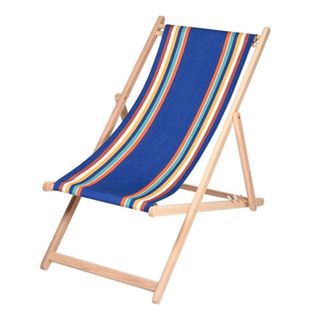 Lot De 2 Chiliennes Pliantes Règlables - 100% Acrylique - Bois Hêtre - Bleu/orange - Mauleon Medite