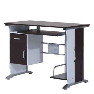 Bureau Informatique Mdf Brun-noir Et Blanc