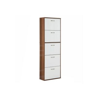 Armoire à Chaussures Blanc Et Marron Foncé