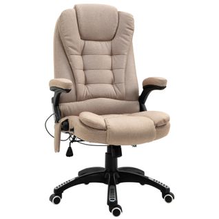 Fauteuil De Bureau Massant Maksym Beige En Lin