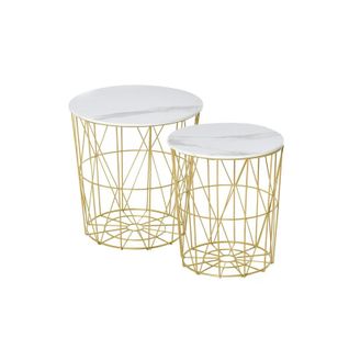 Lot De 2 Tables Gigognes Charlene Dorées Effet Marbre