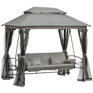 Balancelle De Jardin Leto Noire Et Grise