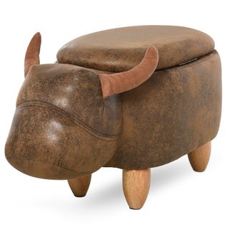 Pouf Coffre Buffle Seville Marron Daim Vieilli