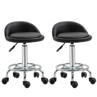 Lot De 2 Tabourets De Travail Robbie Chrome Et Noir