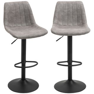 Lot De 2 Tabourets De Bar Vintage Todd Gris Et Noir