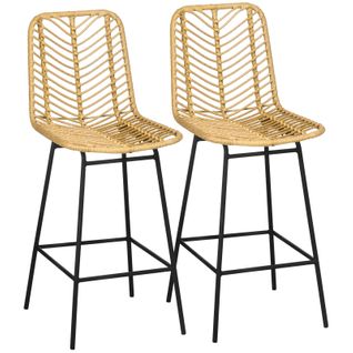 Lot De 2 Tabourets De Bar Mario Rotin Et Noir