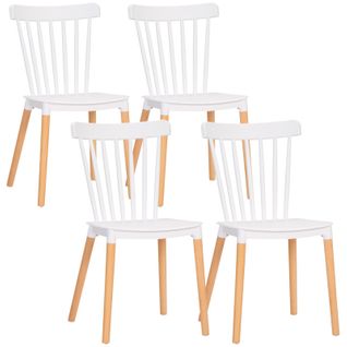 Lot De 4 Chaises Stanny Blanc Et Bois