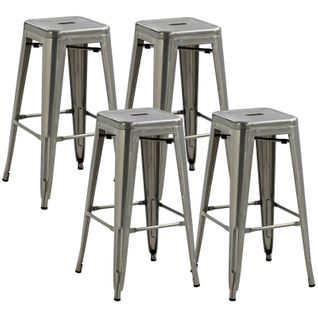 Lot De 4 Tabourets Hauts Artemis Argentés