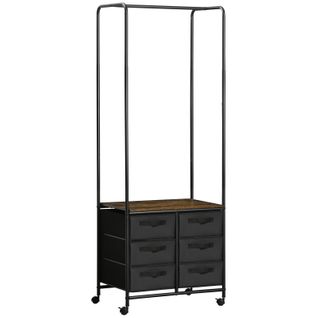 Penderie Portant à Vêtements Style Industriel 6 Tiroirs