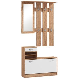 Ensemble De Meubles D'entrée Design Blanc Effet Bois